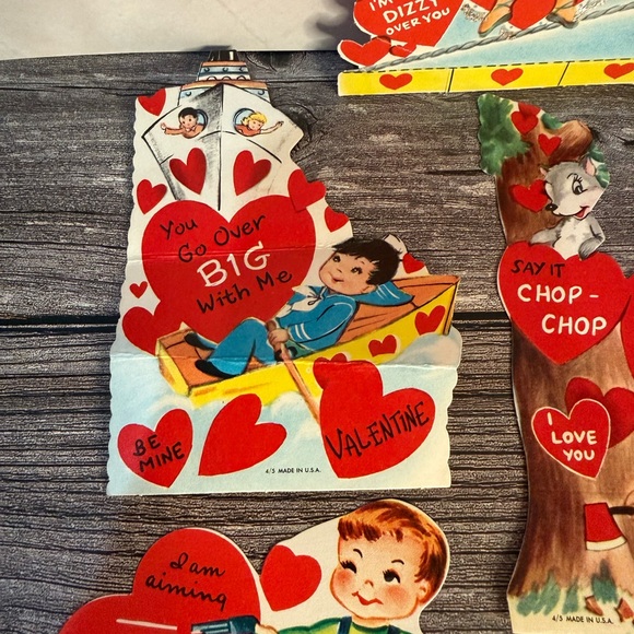 Vintage Valentine Card Collection Set of 6 Siamese Cat sailor cowboy ballerina - Picture 2 of 7